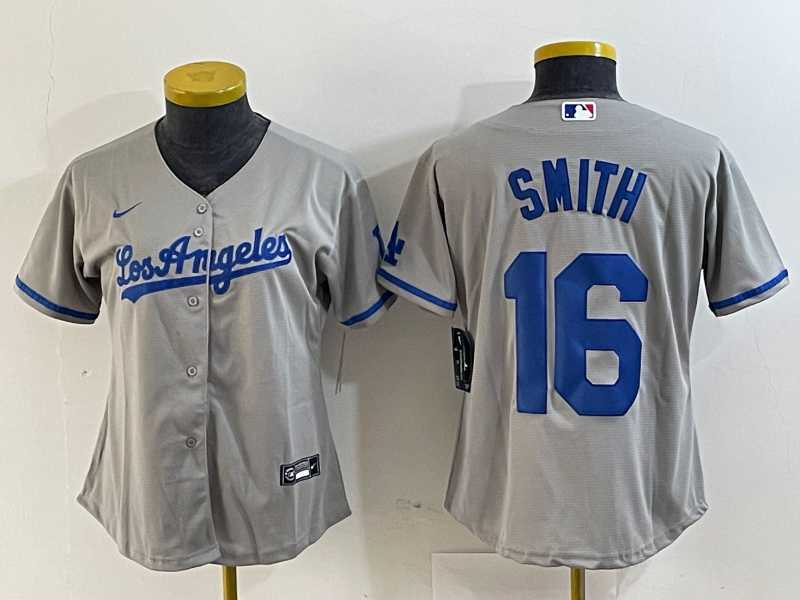 Womens Los Angeles Dodgers #16 Will Smith Gray Alternate Team Logo Cool Base Jersey->mlb womens jerseys->MLB Jersey